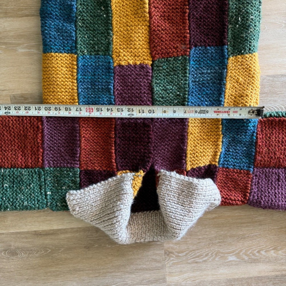 Handmade One Of A Kind Heavy Crochet Color Block Jacket Sweater Long Sleeve - Picture 5 of 16